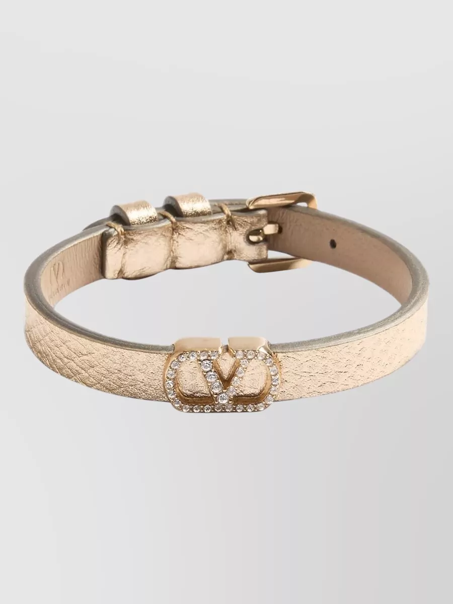 Valentino Garavani leather crystal-embellished bracelet
