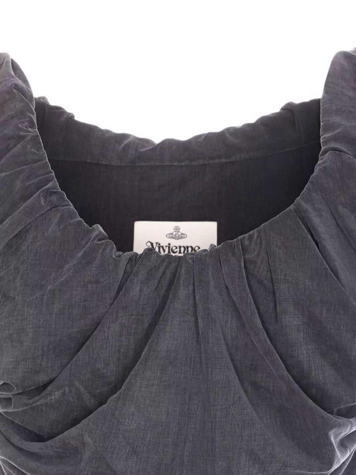 Vivienne Westwood Mini Dress With Draped Neckline And Ruched Detail In Gray