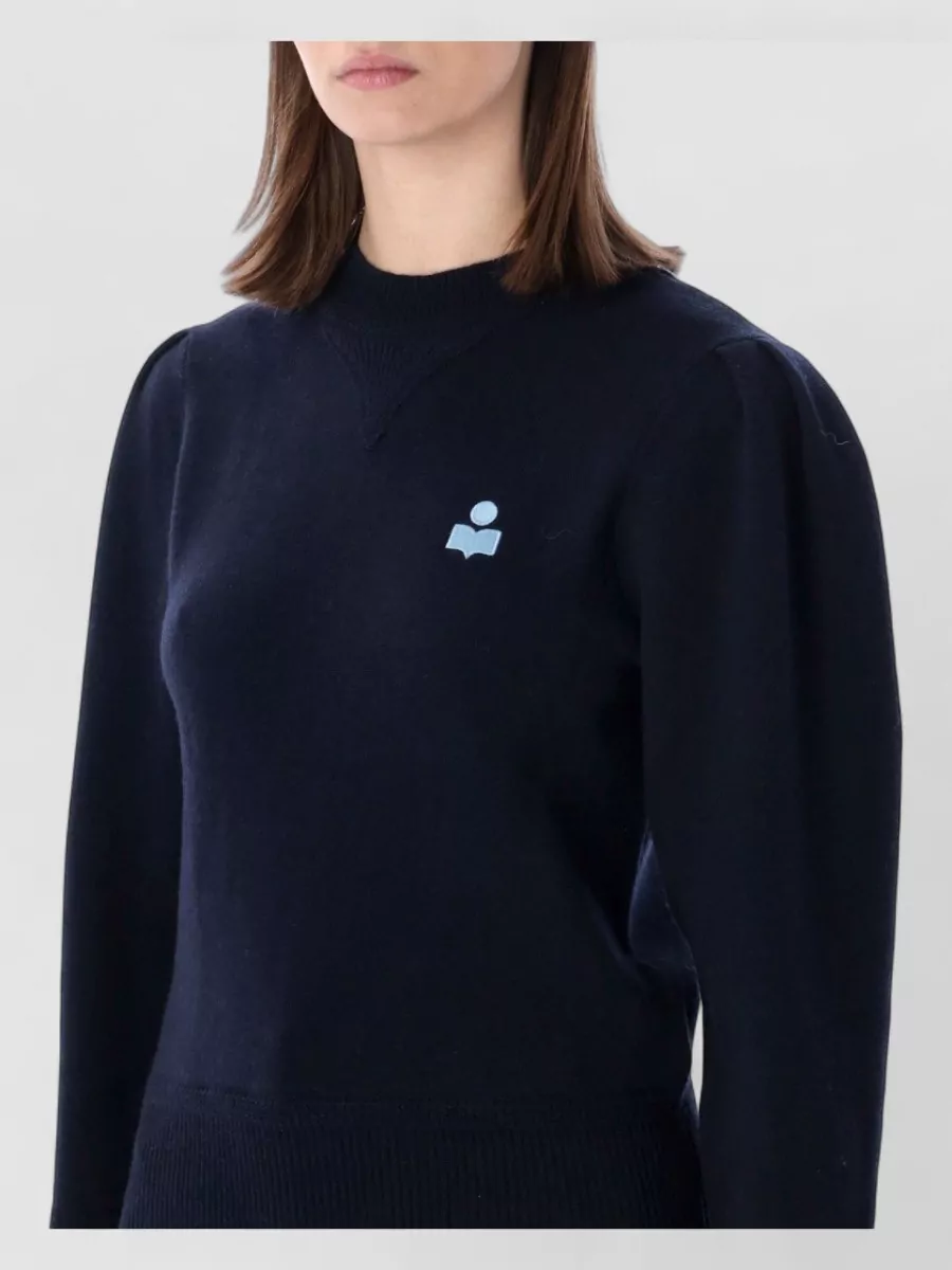 Isabel Marant Etoile Wool Blend Ribbed Crew Neck Long Sleeve Sweatshirt