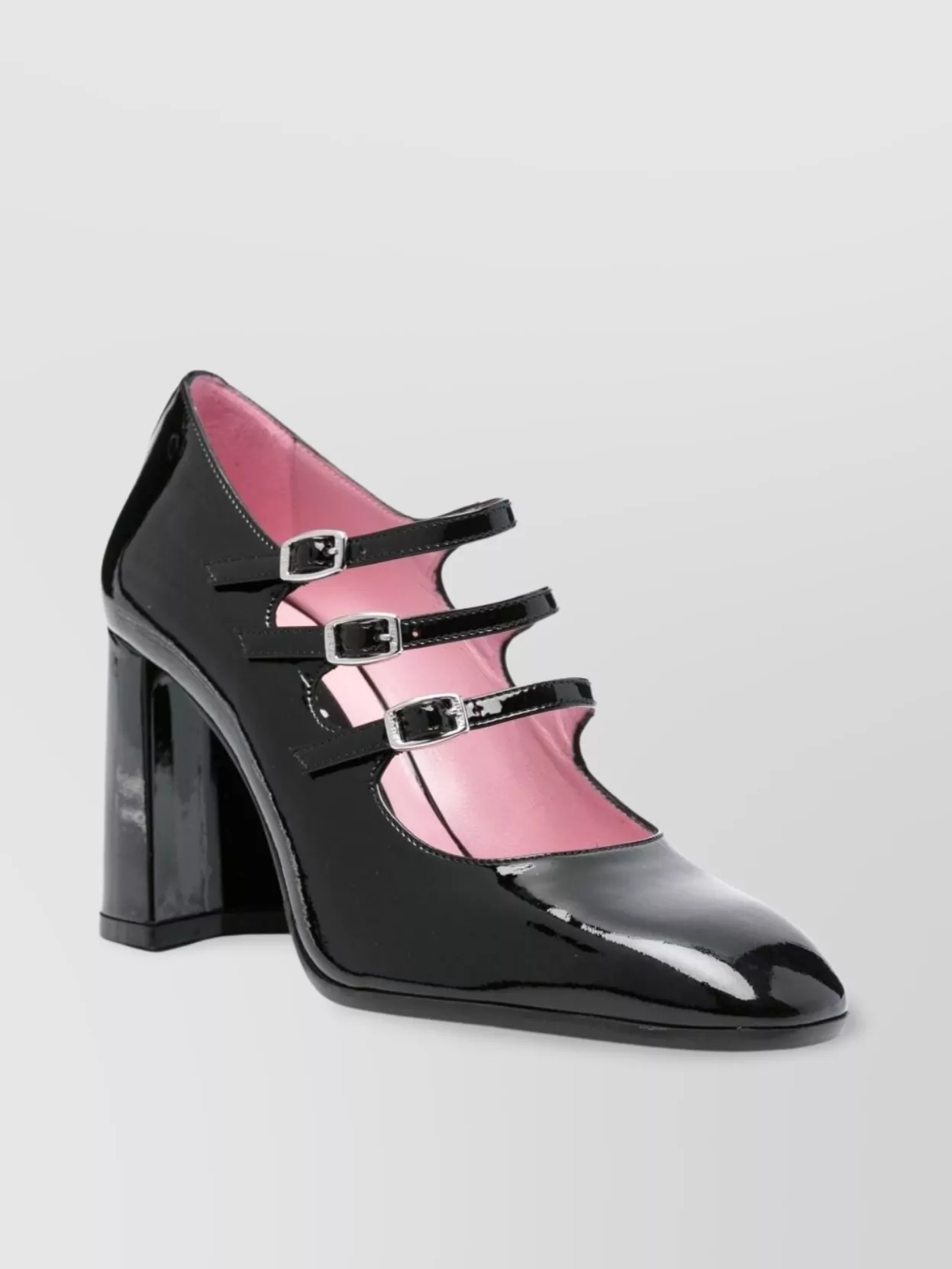Carel Paris Triple Buckle Strap Block Heel Pumps