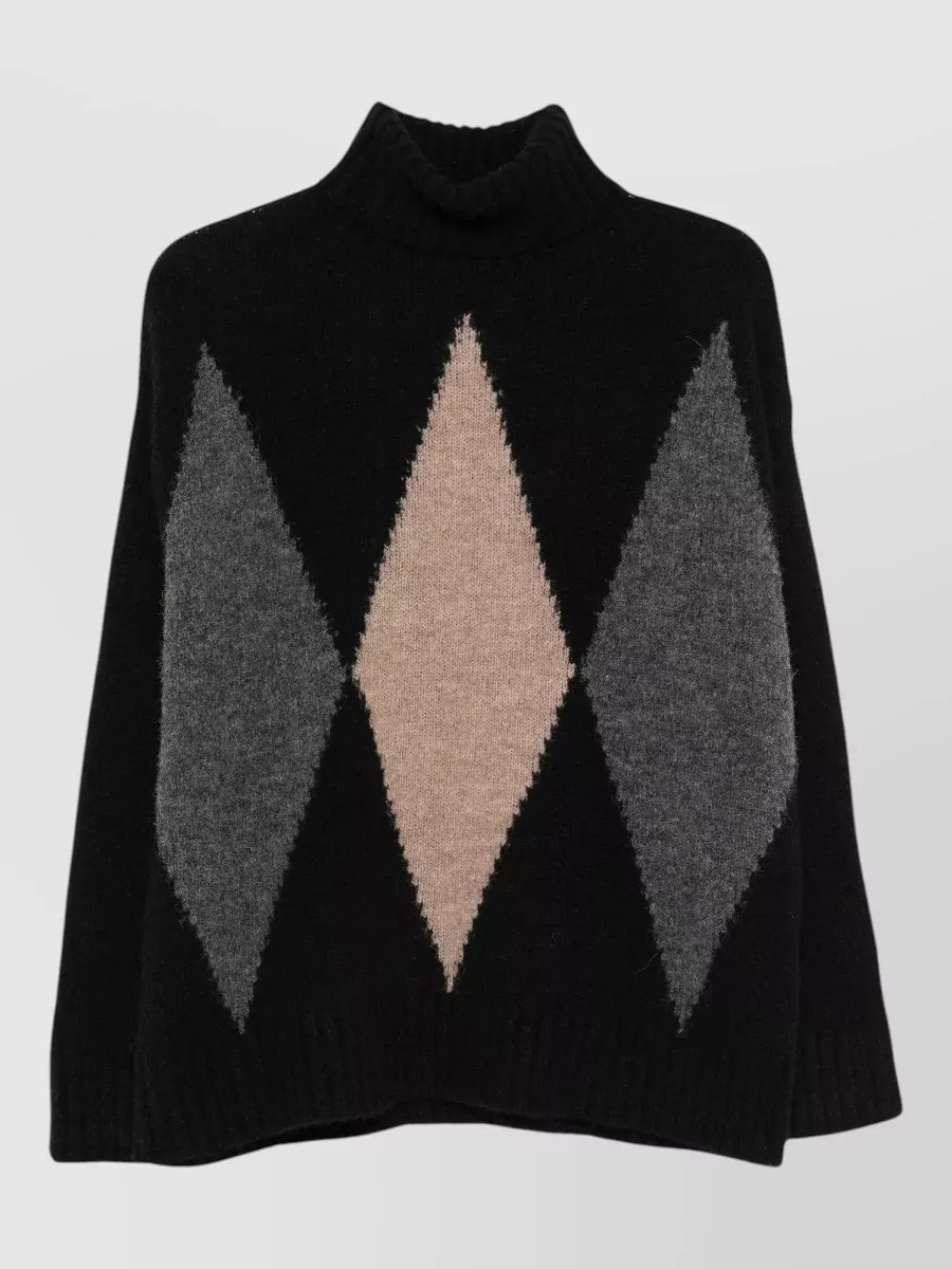 Jucca Alpaca wool argyle intarsia turtleneck sweater