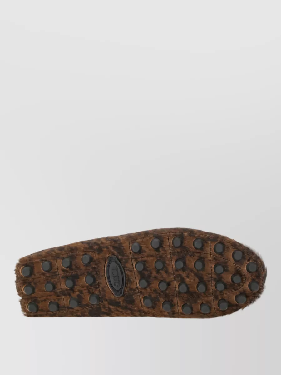 Tod's Moccasin Gommino Macro Leopard Fur Slippers