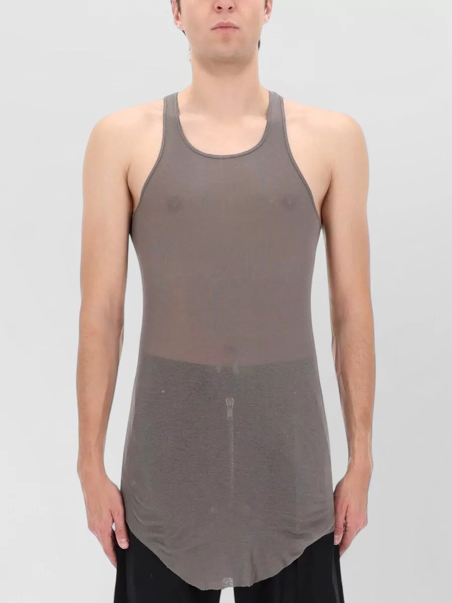 Rick Owens Cotton Racerback Longline Top Sheer Hem