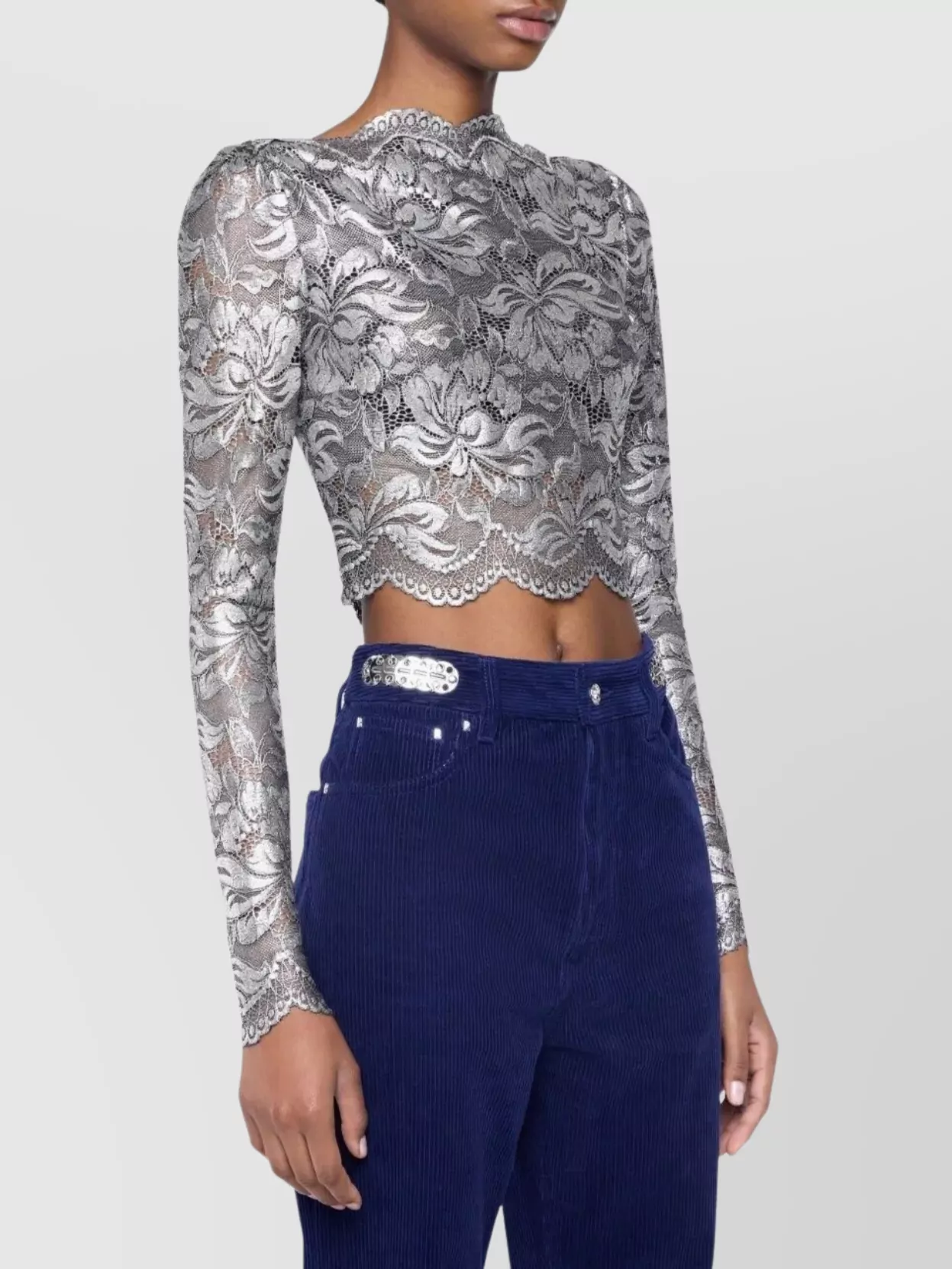 Paco Rabanne Cropped Floral Lace Top