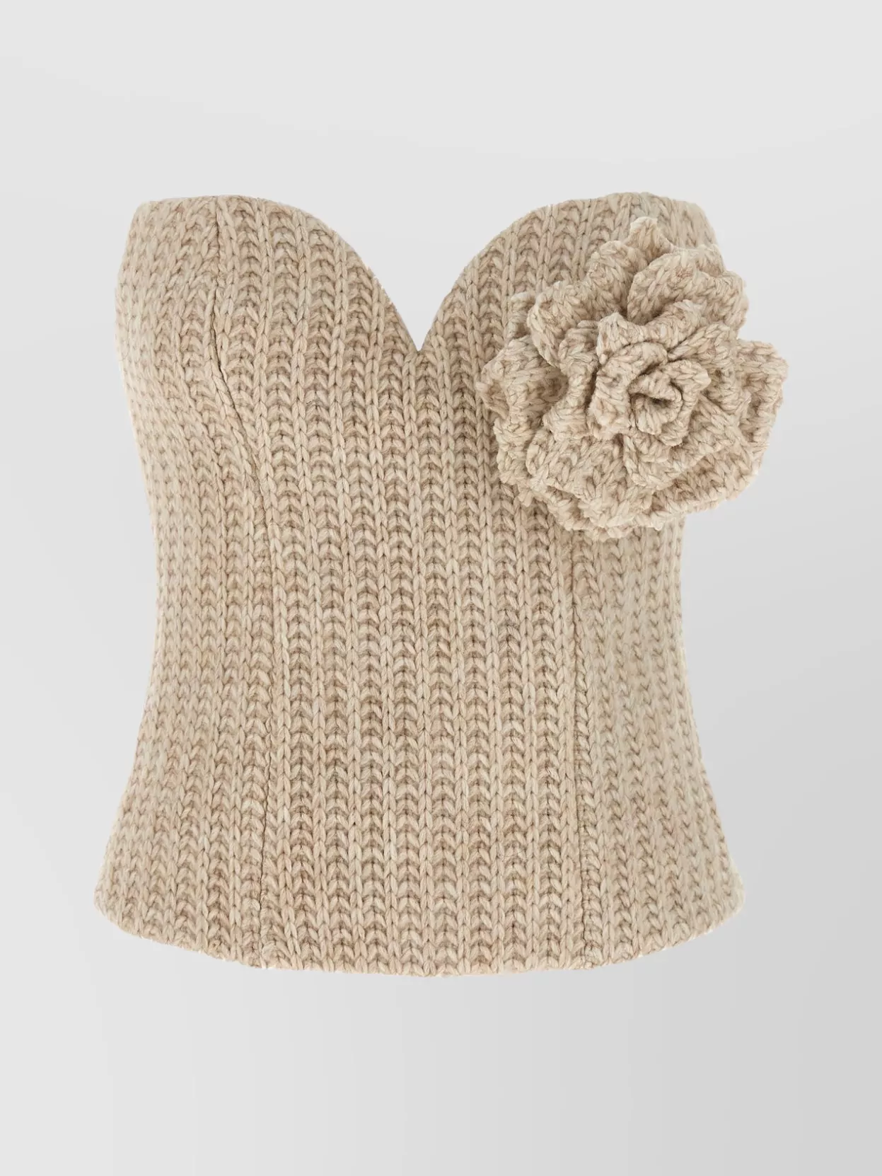 Giuseppe Di Morabito Knit Bandeau Top Floral Embellishment In Neutral
