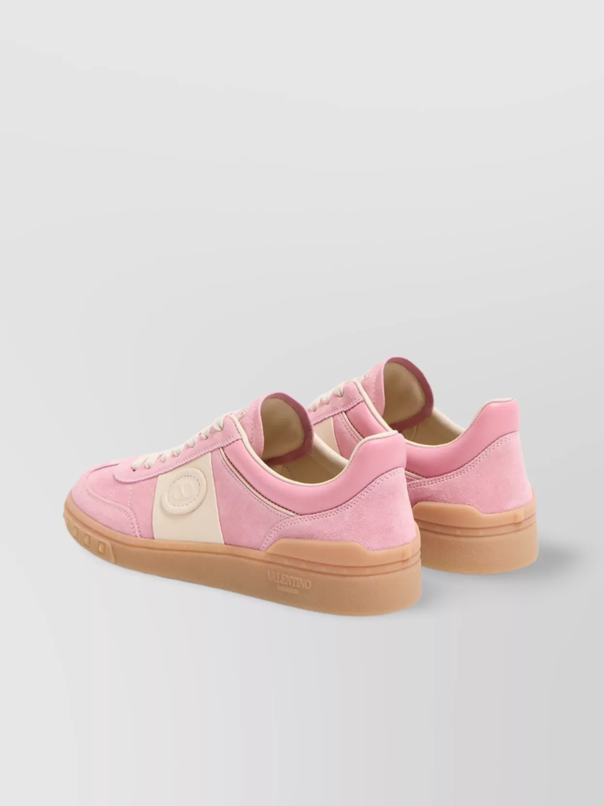 Valentino Round Toe Suede Sneakers With Stud Detail