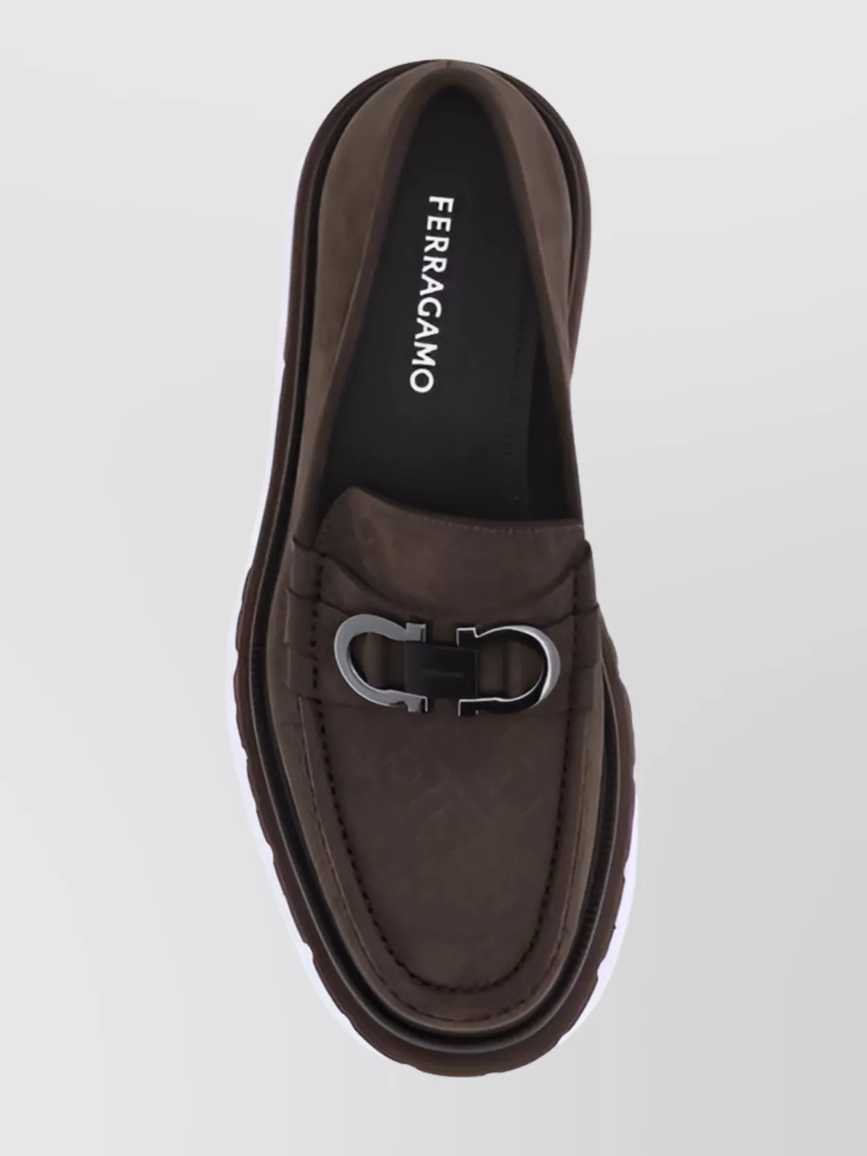 Ferragamo Tank Sole Suede Loafers In Brown