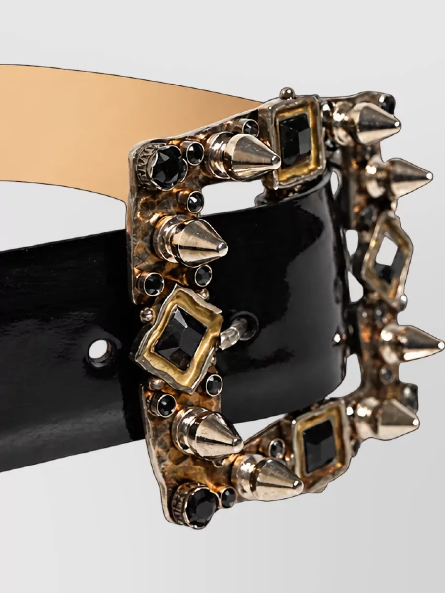 Dolce&Gabbana Leather Crystal Buckle Belt