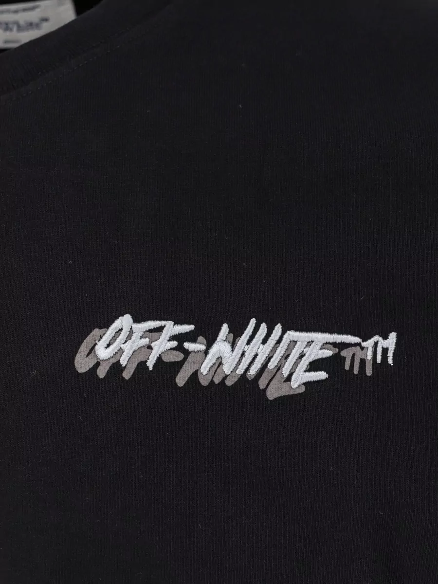 Off-White Cotton Crew Neck Short Sleeves Stitched Hem