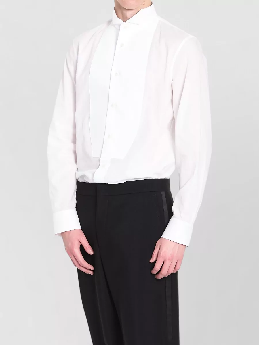 Gucci Evening Shirt Cotton Chambray Wing Collar