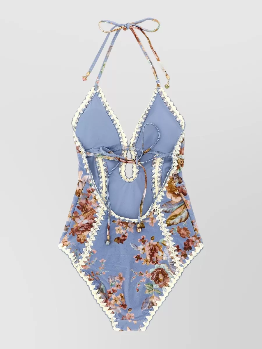 Zimmermann Floral Crochet Cutout One-Piece Swimsuit