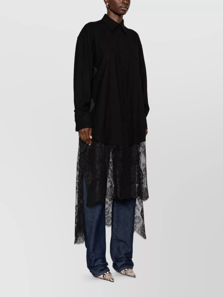 Zimmermann Lace Wool Long-Sleeve Shirt Dress