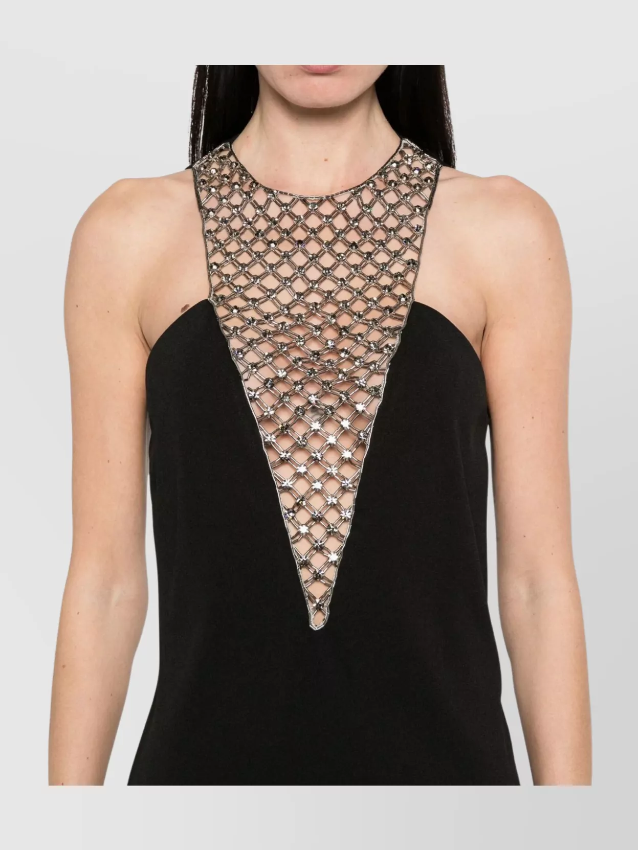 The Attico Embellished Neckline Mini Dress With Keyhole Detail