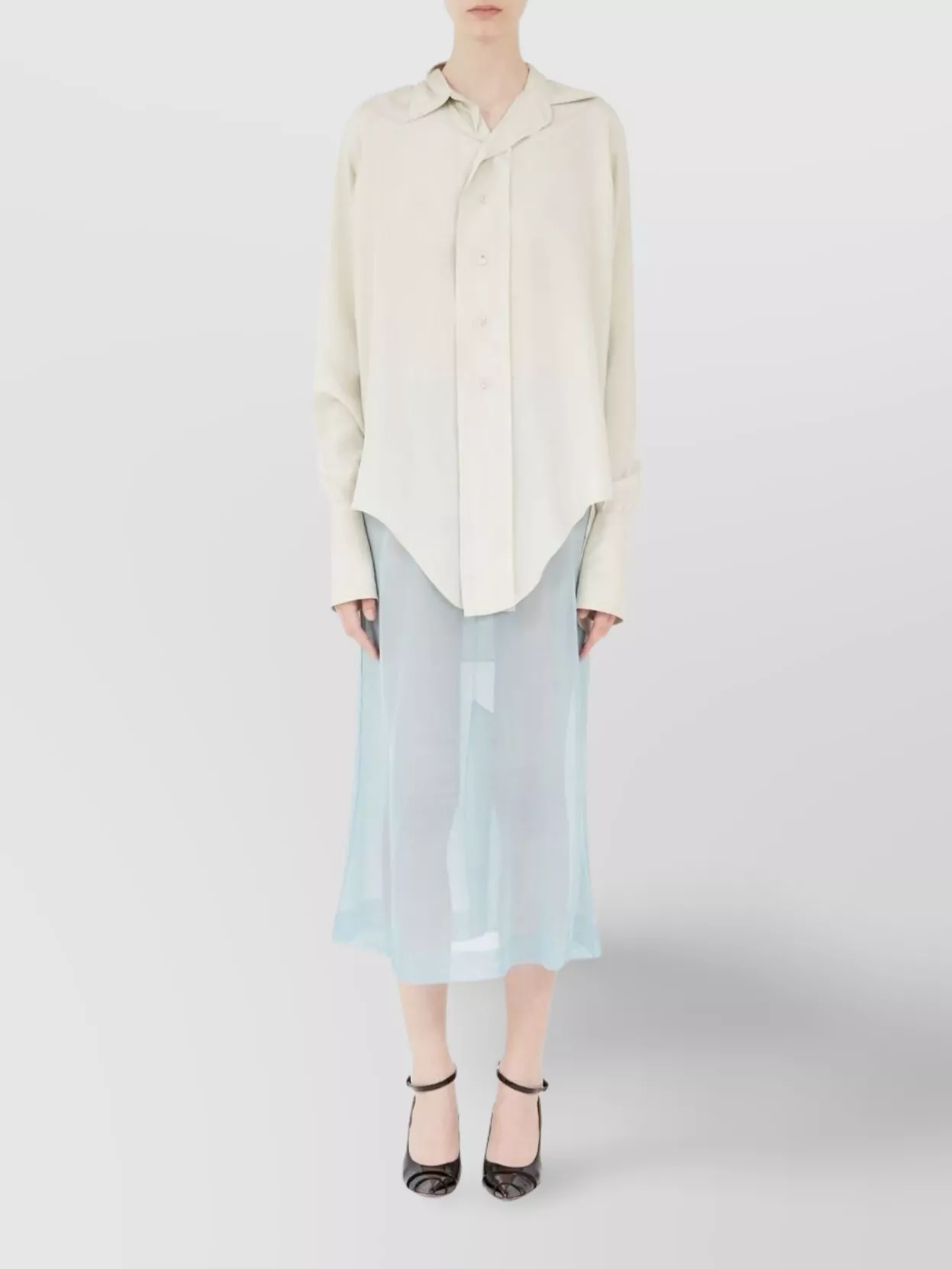 Maison Margiela Collared Shirt With Curved Hemline