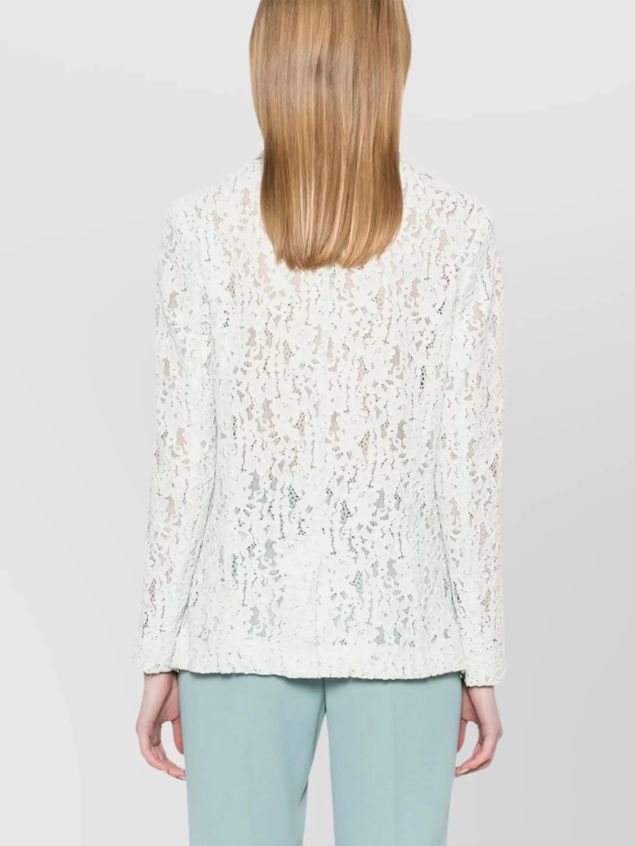Twin-Set Semi-Sheer Lace Blazer Notched Lapels