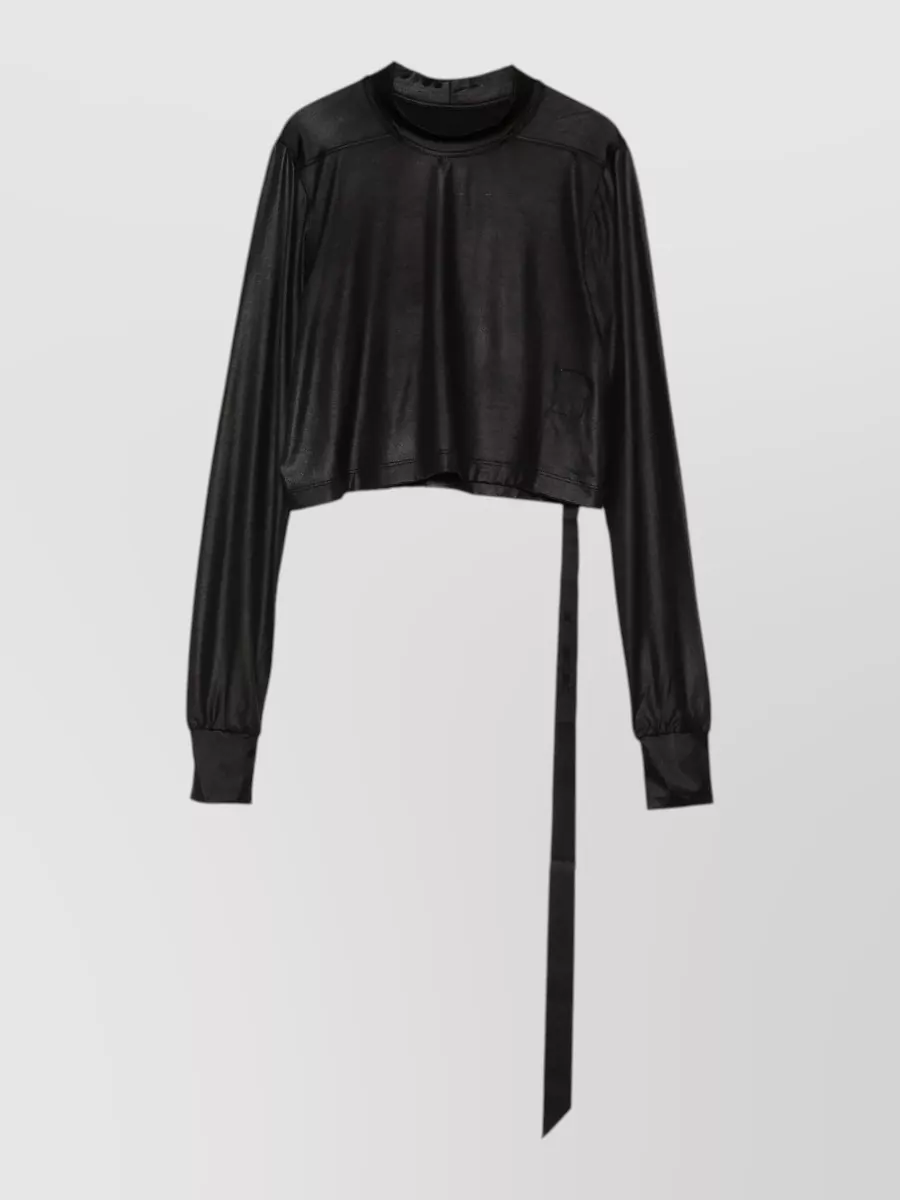 Rick Owens Drkshdw ribbed collar cropped long-sleeve blouse