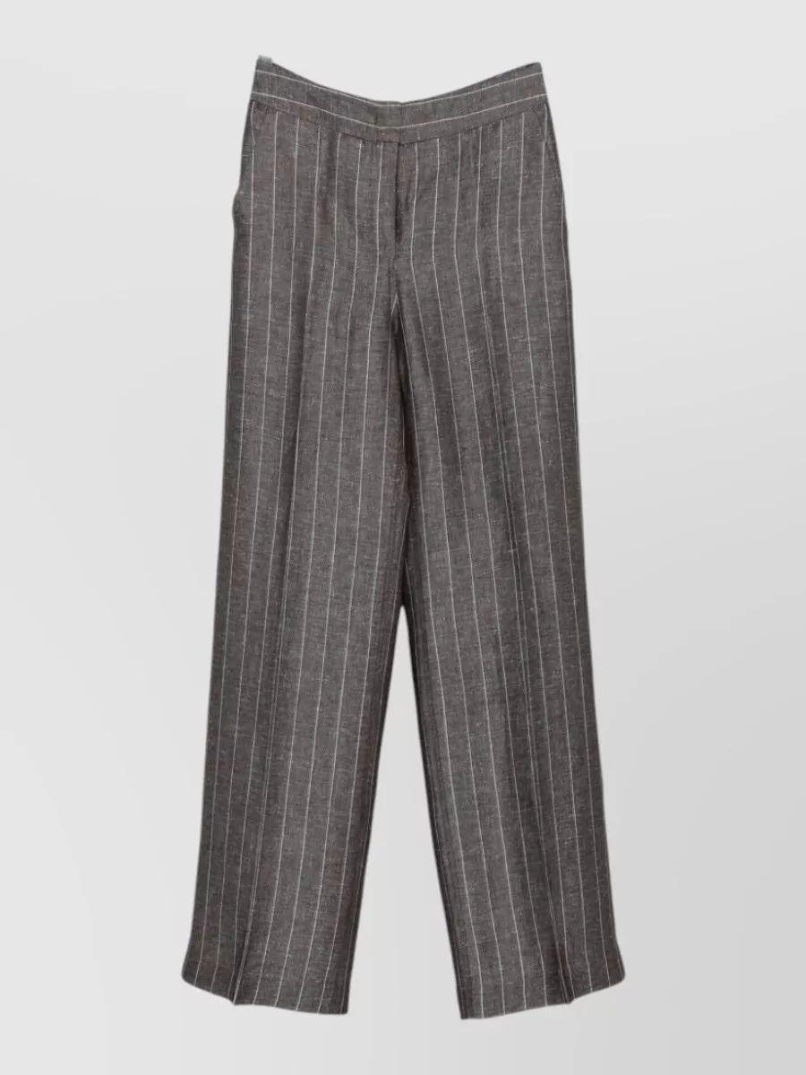 Via Masini 80 Pinstriped Wide-Leg Trousers
