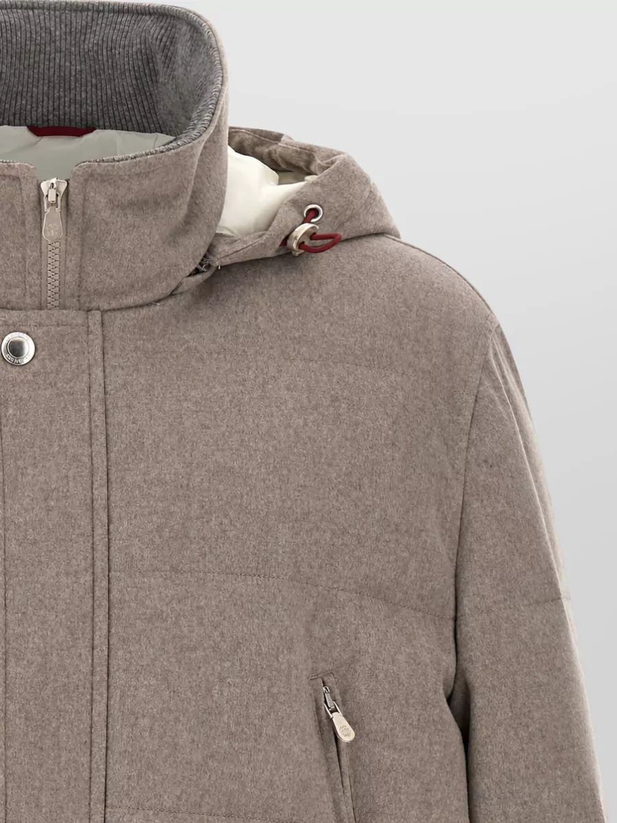 Brunello Cucinelli Wool Flannel Quilted Padded Coat
