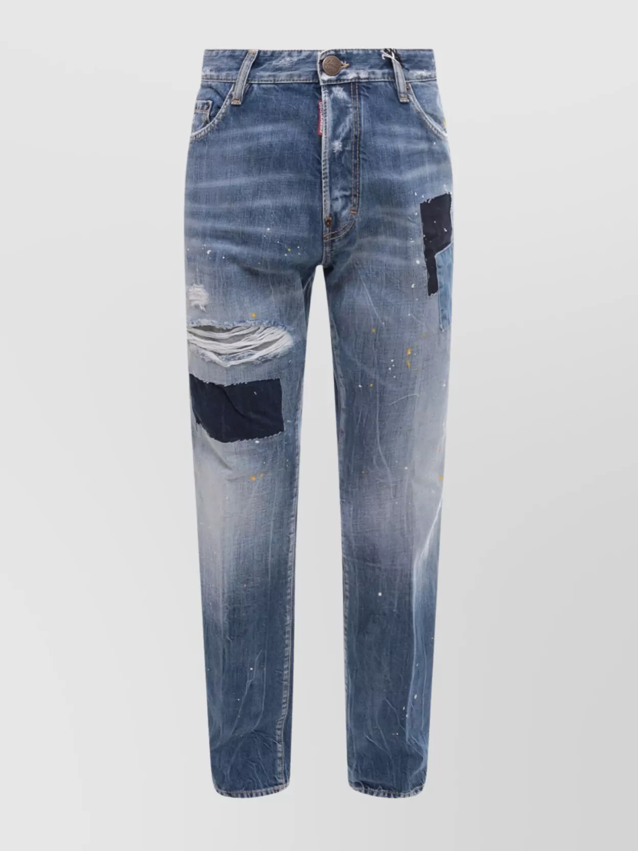 Dsquared2 Ripped Effect Denim Jeans With Paint Stains In Blue