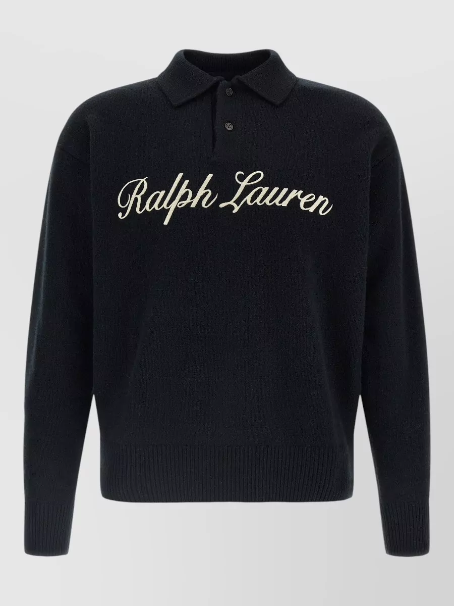 Polo Ralph Lauren wool alpaca logo-intarsia polo sweater