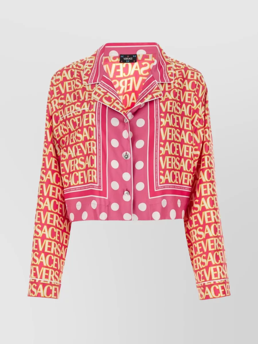 Shop Versace Silk Shirt With Polka Dot Print In Pastel