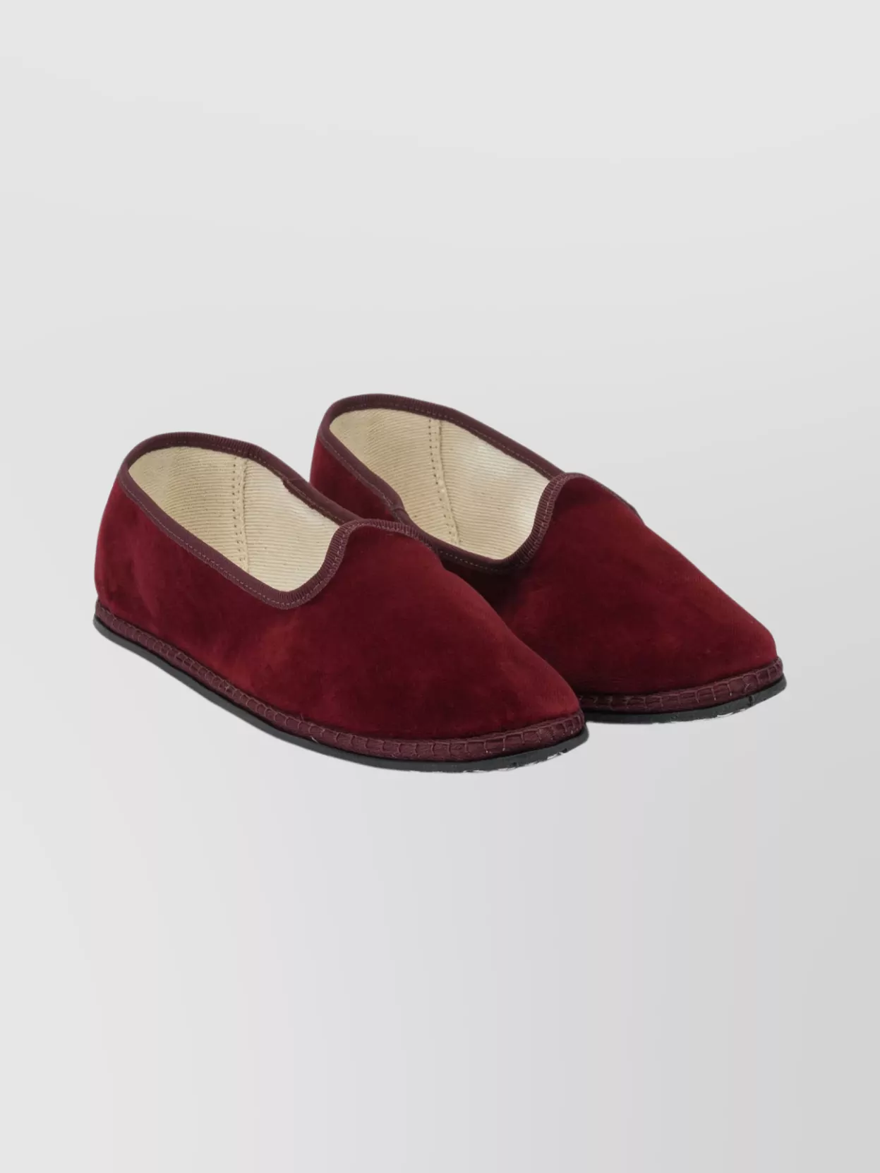 Vibi Venezia Low Cut Round Toe Velvet Ballerina Shoes In Red