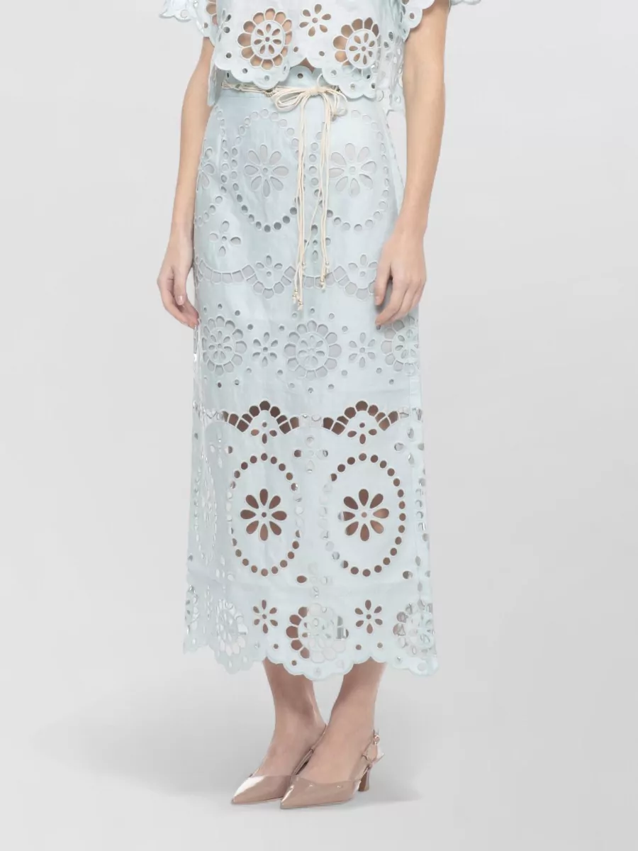 Zimmermann Linen Cropped Embroidered Short-Sleeve Blouse