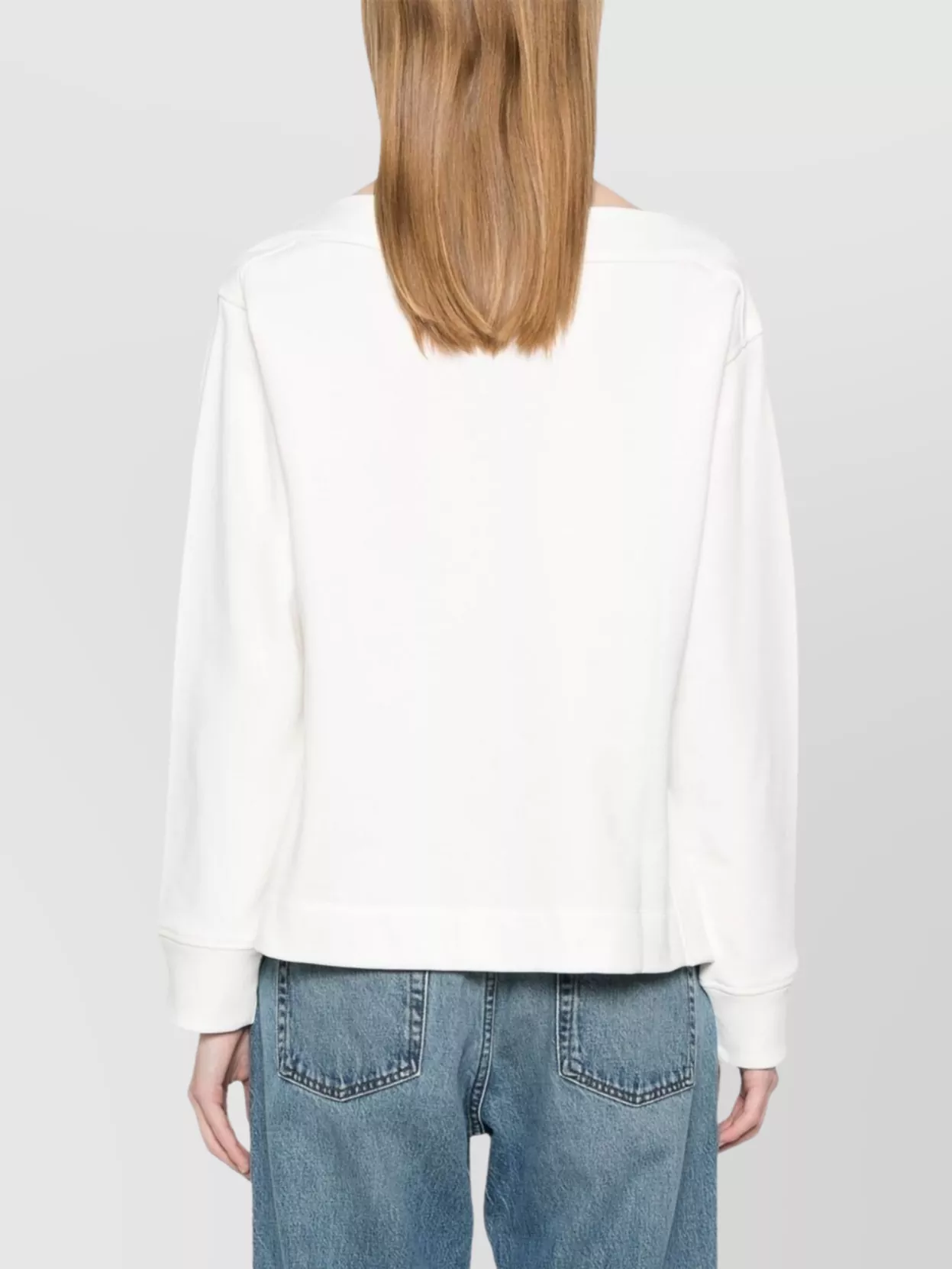 Shop Emporio Armani Crew Neck Embroidered Detail Knit Sweatshirt