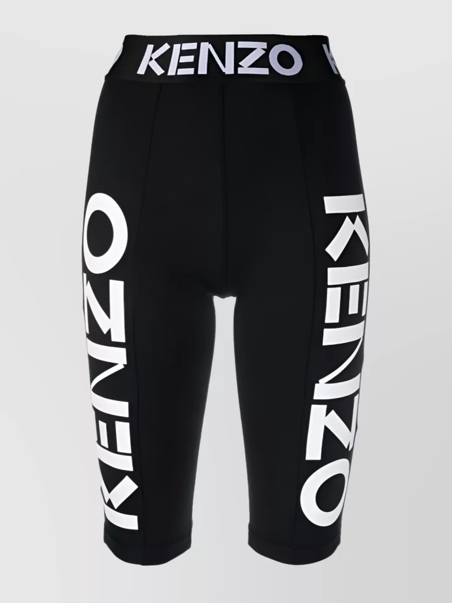 Shop Kenzo High-waisted Logo Legging Shorts In Black