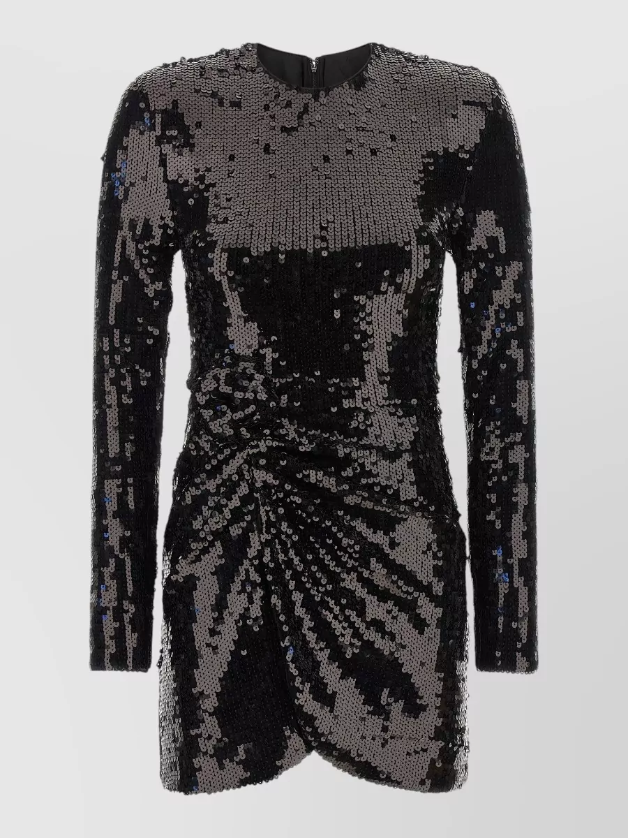 Rotate Birger Christensen sequined draped floral appliqué long-sleeve mini dress