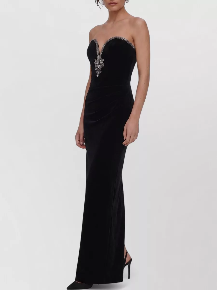 Self-Portrait Velvet fitted sweetheart-neckline maxi gown