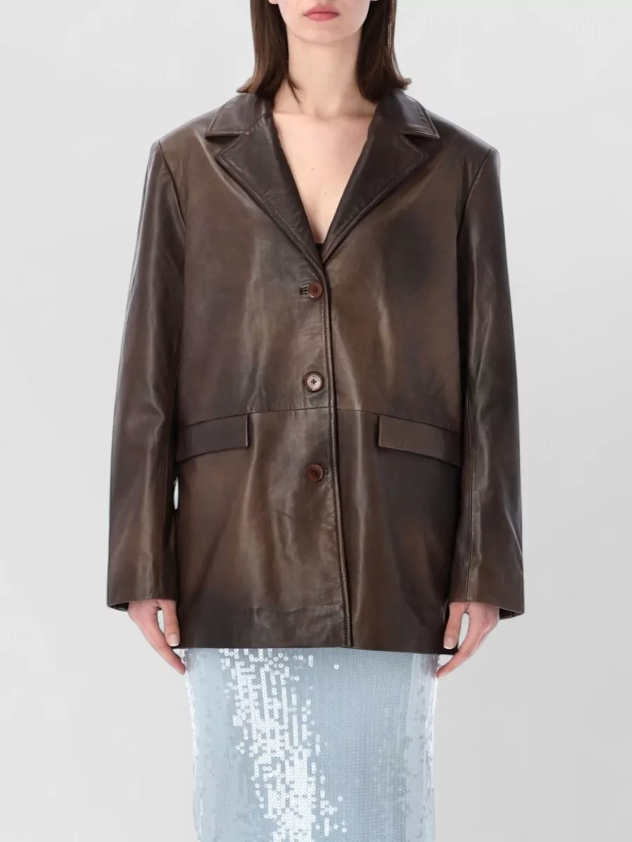 Rotate Leather oversized blazer