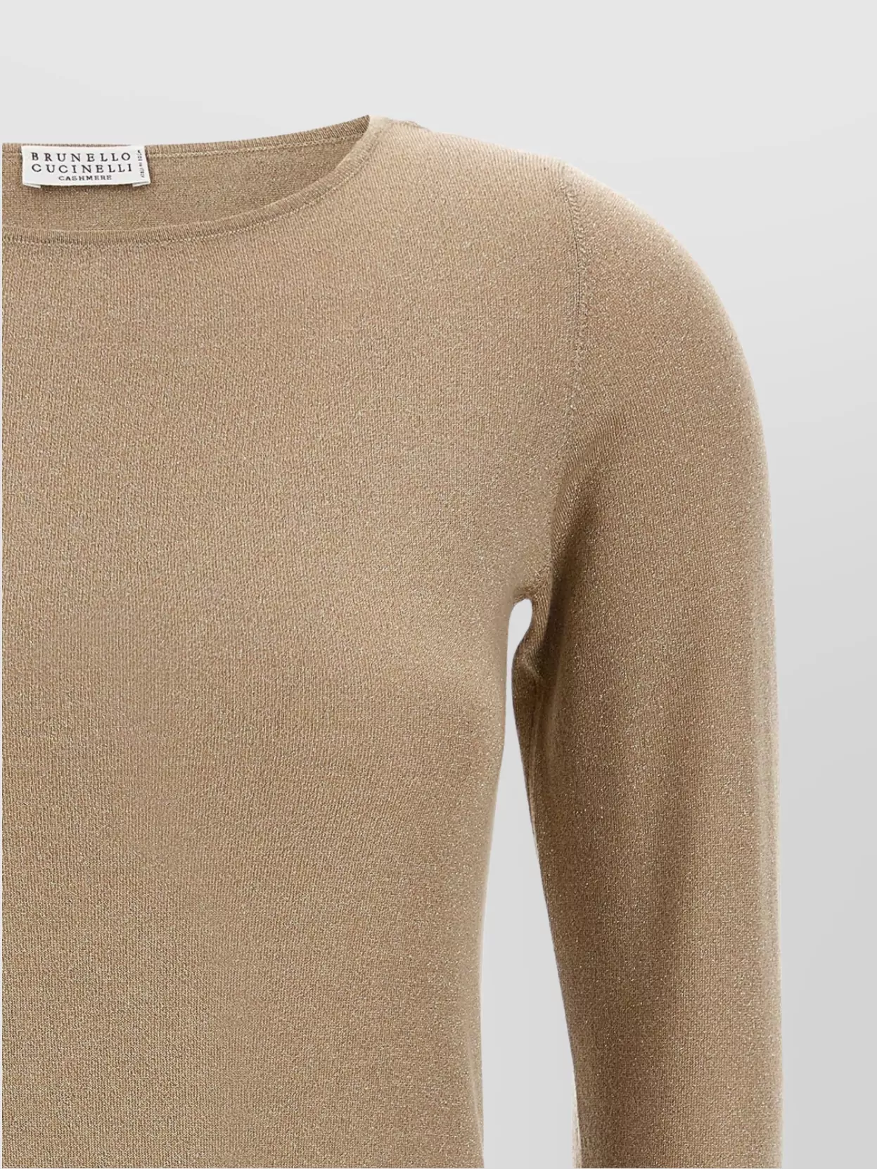 Brunello Cucinelli Shimmering Metallic Knit Sweater With Long Sleeves