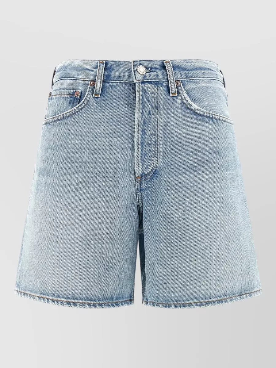 Agolde High-Rise Wide-Leg Denim Knee-Length Shorts