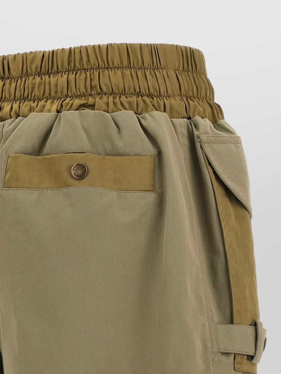Balmain Cotton High-Rise Wide-Leg Cargo Shorts