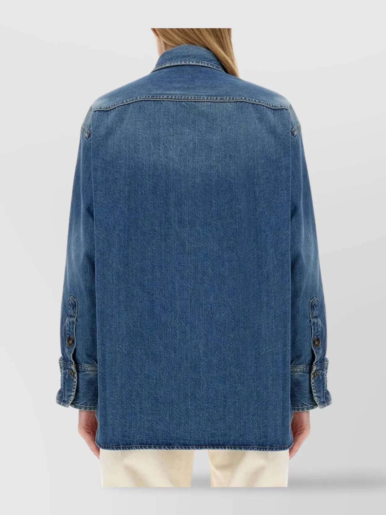 Victoria Beckham Roomy Fit Shirt Featuring Pocket In Blue