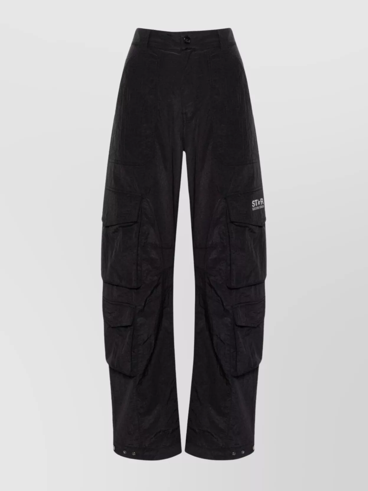 Shop Golden Goose Cargo Trousers With Ribbed Texture And Snap Buttons