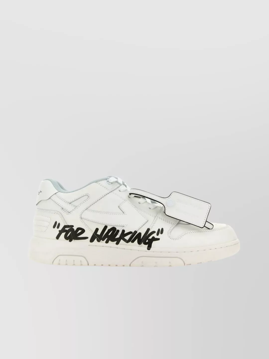 Off-white Leather Low-top Office Sneakers With Padded Ankle In White