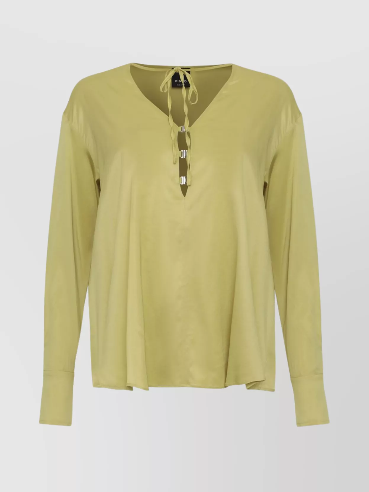 PINKO VISCOSE BLOUSE WITH BUTTON AND TIE ACCENTS