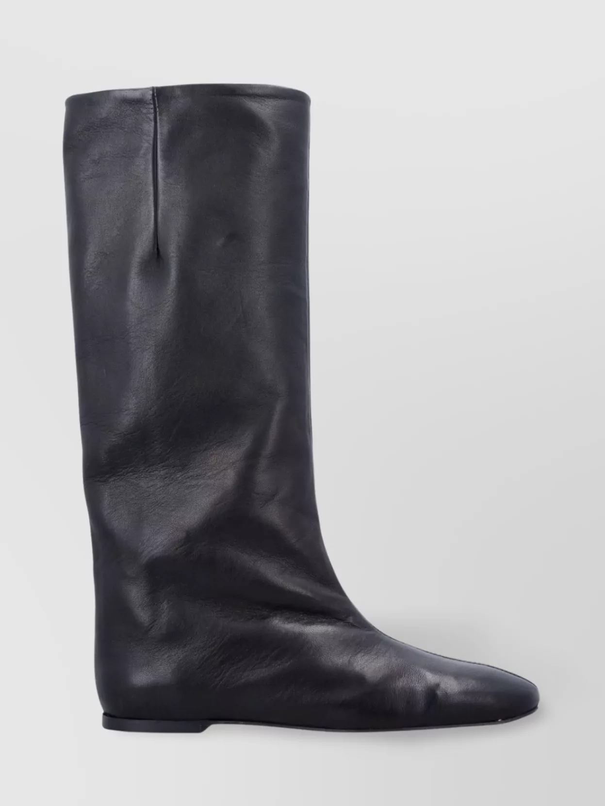 Miista Leather Knee-High Square Toe Boots