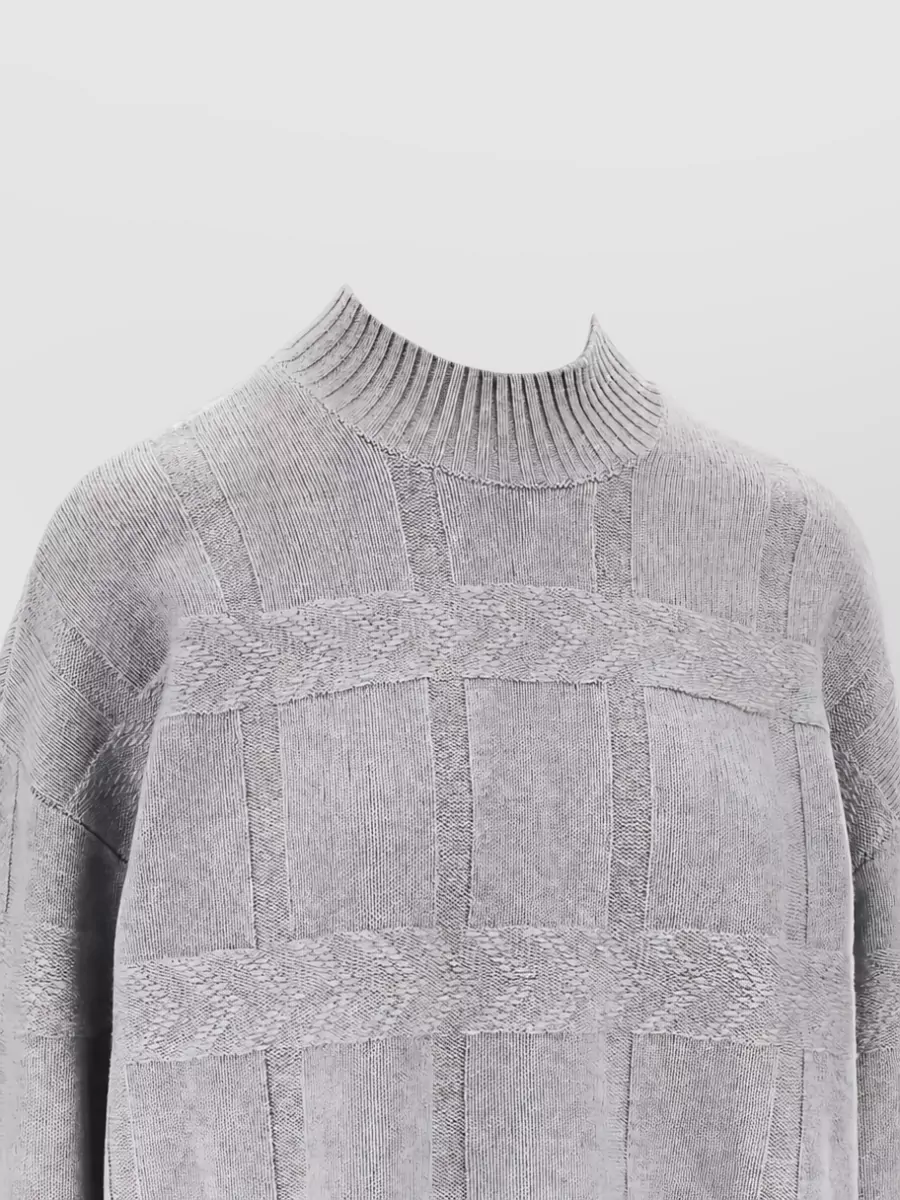 Emporio Armani wool cashmere textured mock neck sweater