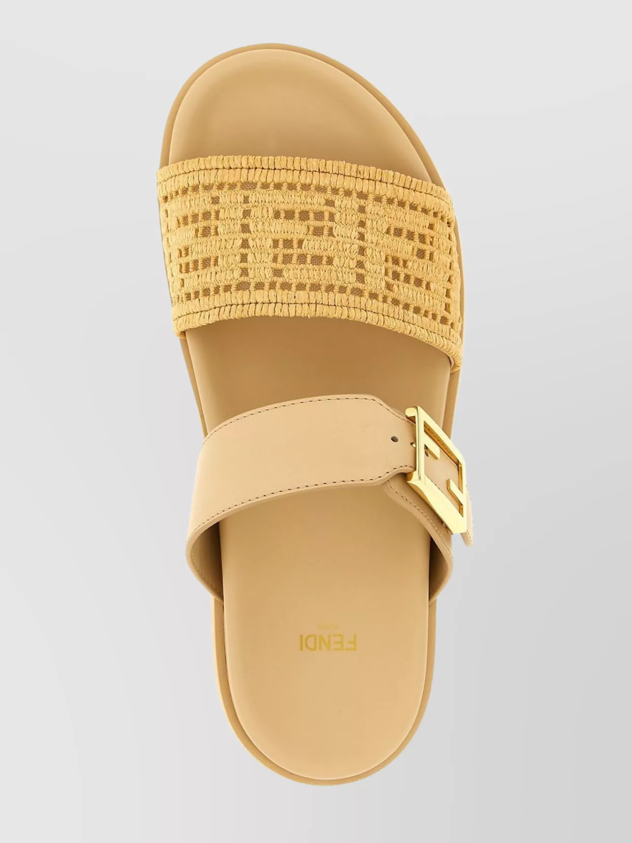 Fendi Feel Slides With Woven Strap And Flat Sole