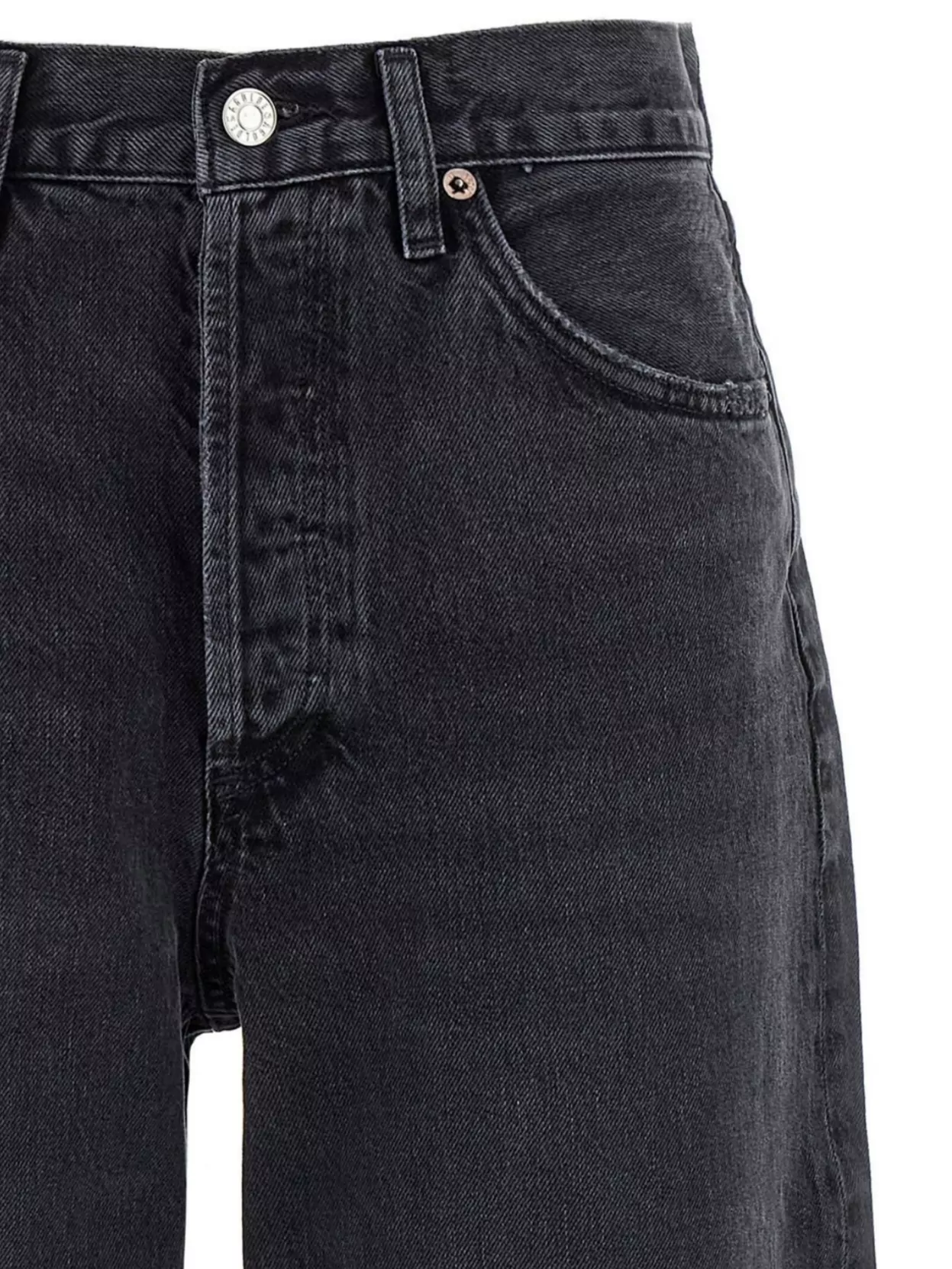Agolde Wide-leg Denim Trousers With Belt Loops In Black
