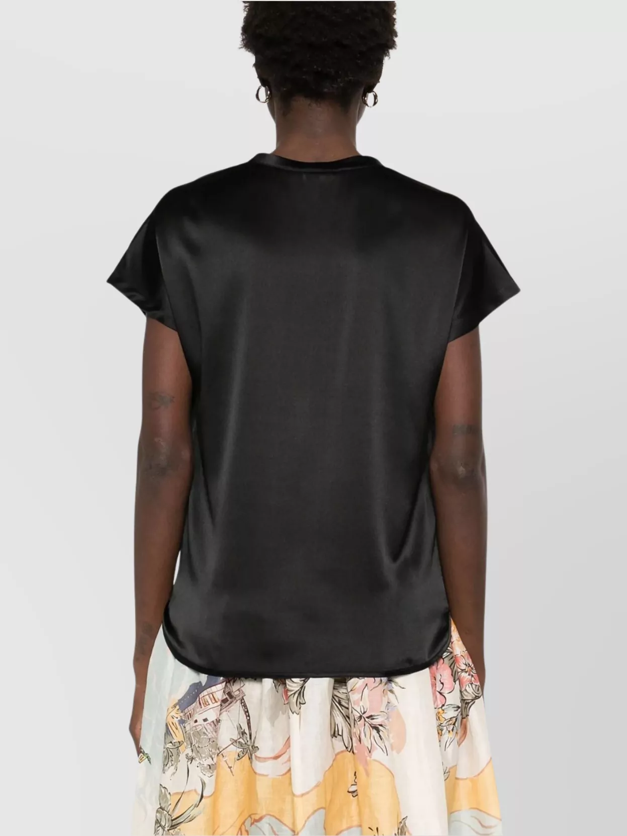 Pinko Satin Short Sleeve Round Neck Top