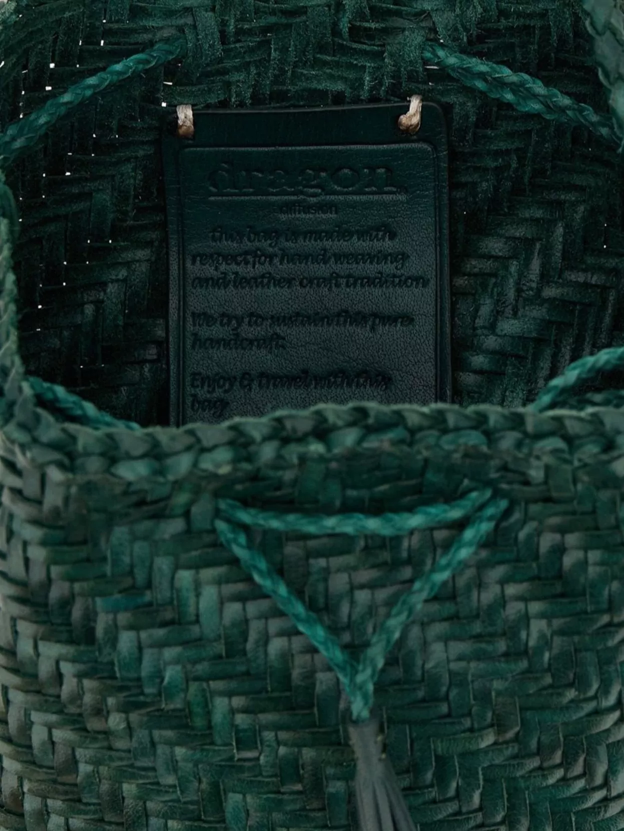 Dragon Diffusion Woven Texture Tassel Detail Bucket Bag