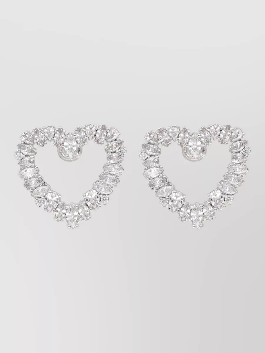 Self-Portrait crystal heart earrings