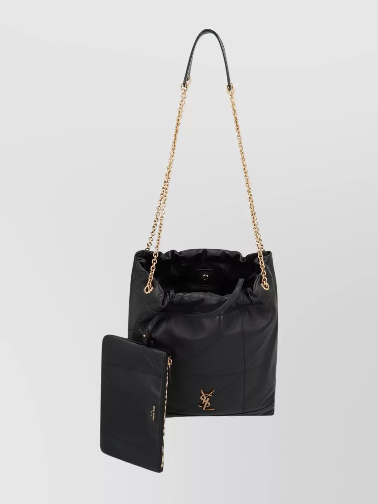 Saint Laurent Leather Shoulder Pouch Metal Strap