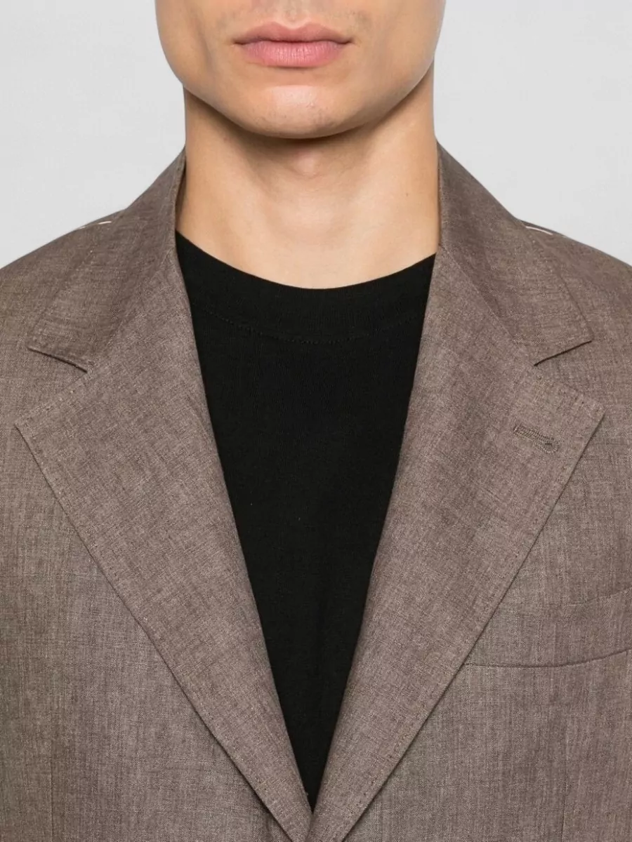 Brunello Cucinelli Linen Single Breasted Jacket Notch Lapel