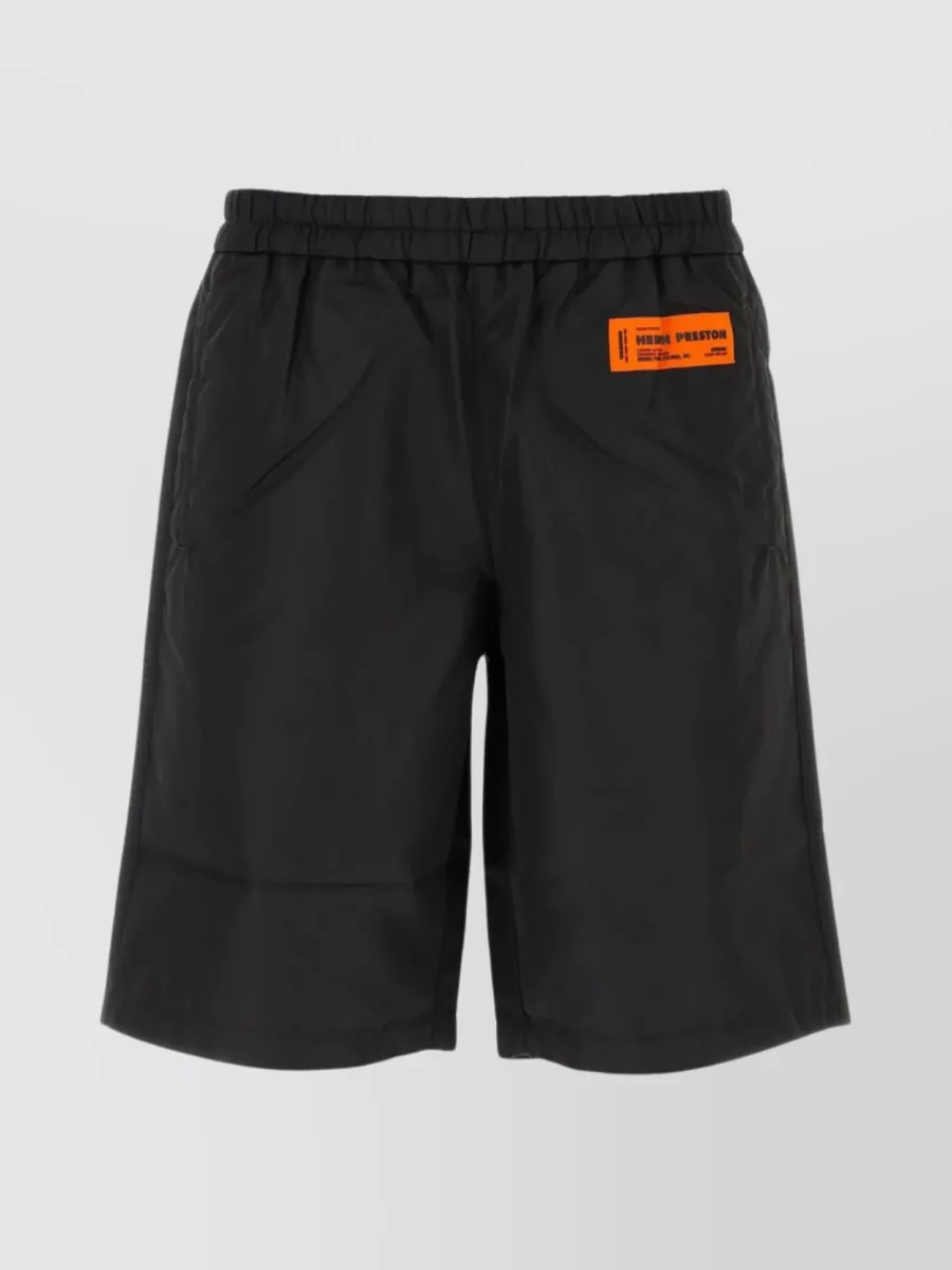 Shop Heron Preston Nylon Shorts With Elastic Waist And Pockets In Black