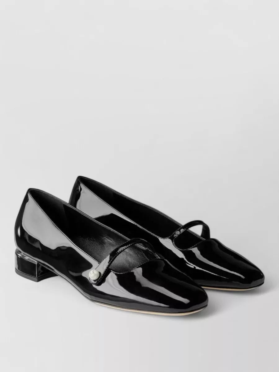 Jimmy Choo Patent Leather Block Heel Ballerina Shoes